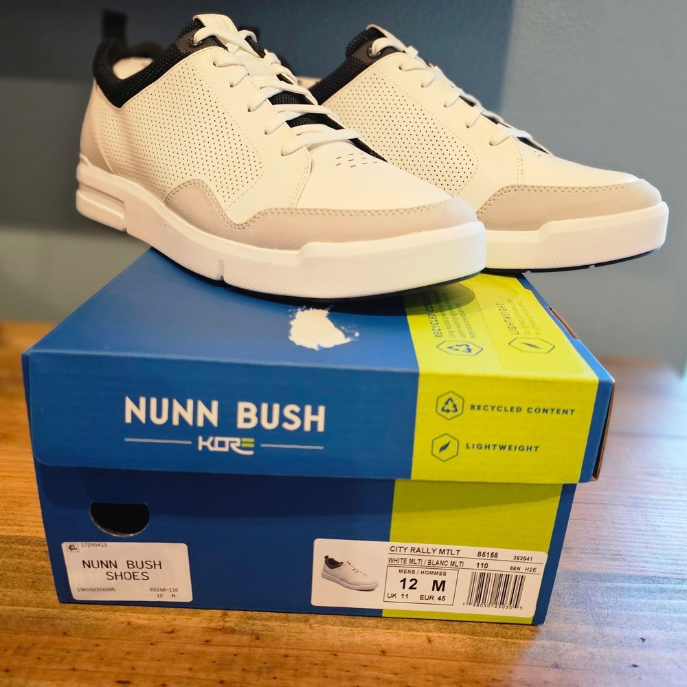 Nunn Bush Mens Kore‎ City Rally MTLT Sneaker White Blue 85158-110 Size 12